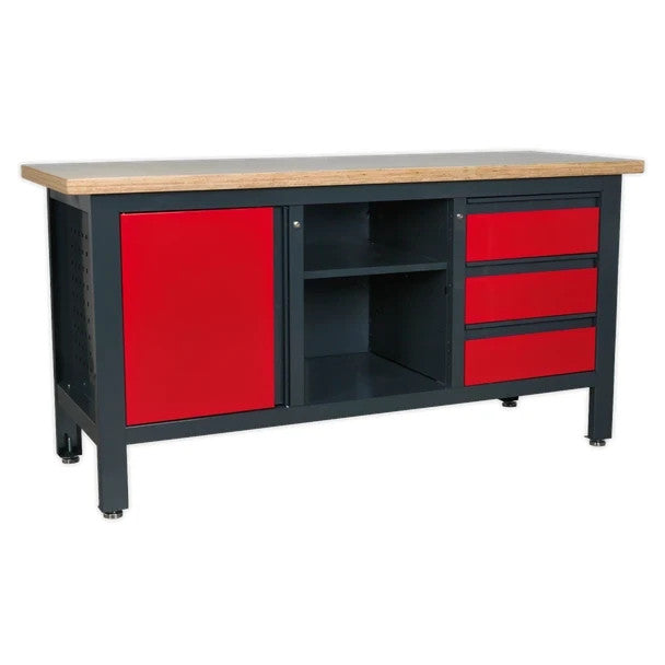 Sealey AP1905B Workbench with 3 Drawers, 1 Cupboard & Open Storage