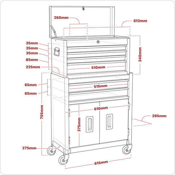 Sealey AP2200BBCP American PRO® Topchest & Rollcab Combination 6 Drawer