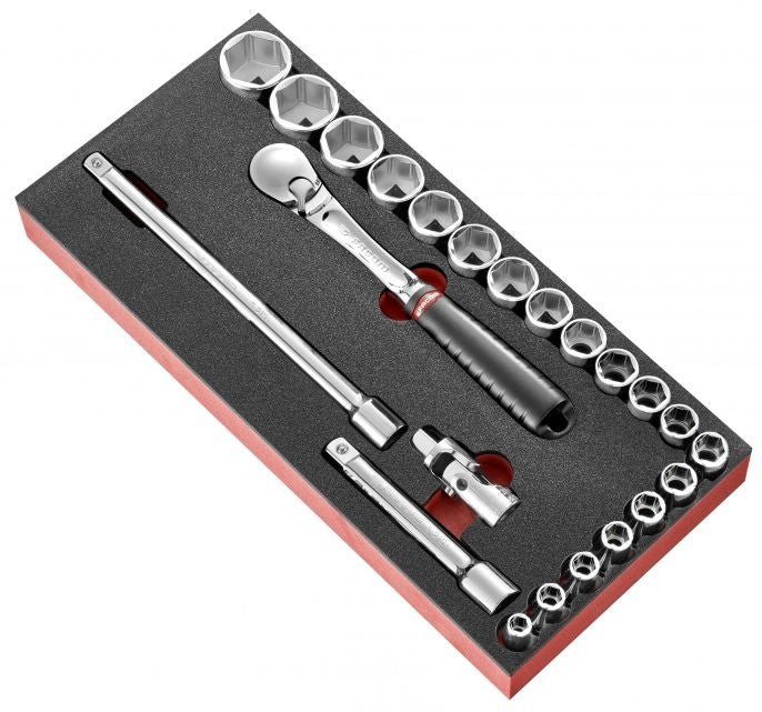 Facom MODM.SL161-36 1/2″ Drive Metric Hexagon (6-Point) Socket Set In Foam