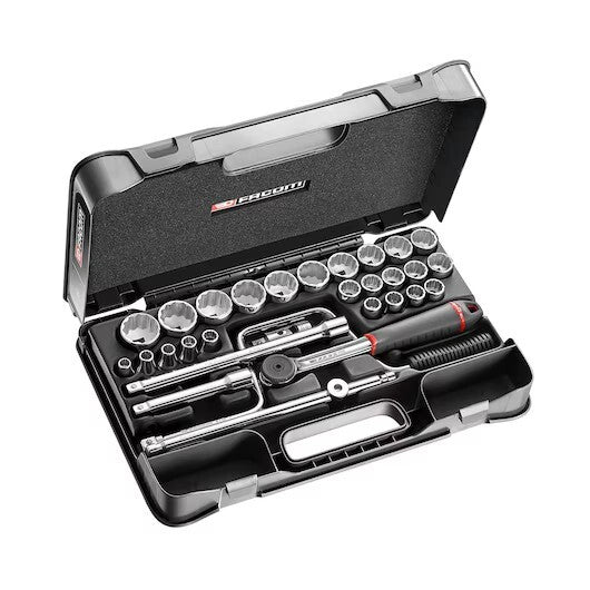 Facom S.161-5P12 1/2"Socket Set With MBOX Performance Round Head Ratchet Set