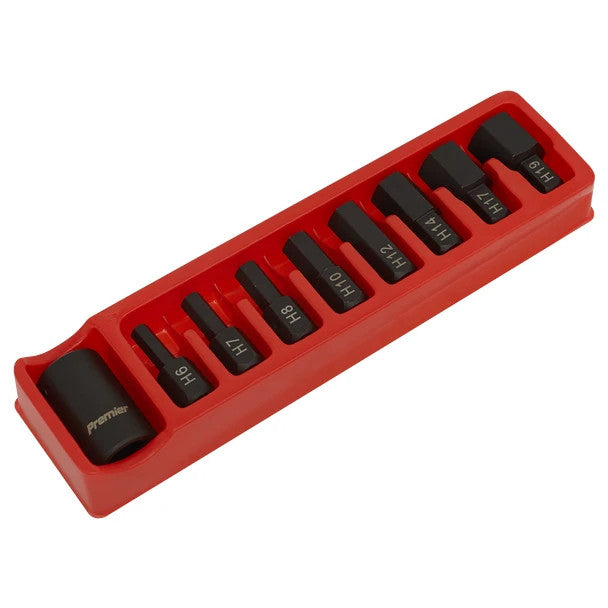 Sealey AK5609 Premier Hex Impact Bit & Holder Set 1/2"Sq Drive 9pc