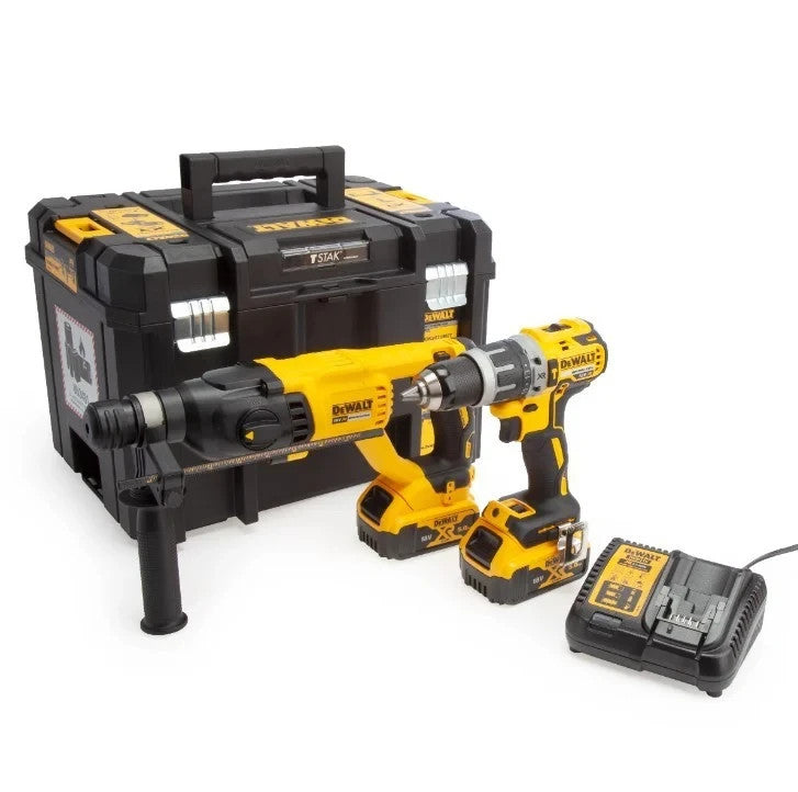 DeWalt DCK2071P2T-GB 18v XR Brushless SDS+ and Combi Twin Kit- 2 x 5.0AH Bats
