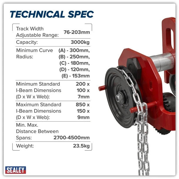 Sealey PT3000G Trolley Geared 3 Tonne