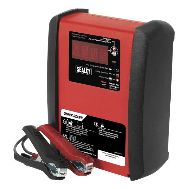 Sealey SPI15S 12V Intelligent Speed Charge Battery Charger/Maintainer 15A