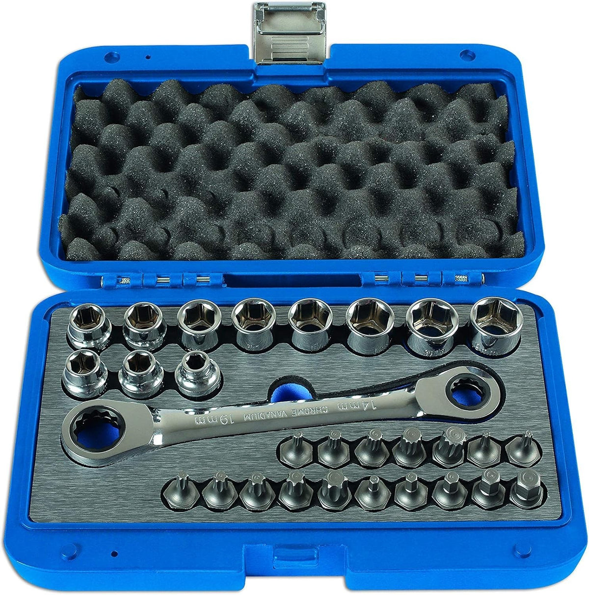 LASER TOOLS 6420 Low Profile Go Thru Socket & Bit Set 29pc