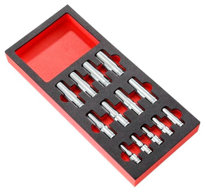 Facom MODM.HLA 13 Piece 3/8″ & 1/2″ Drive Deep Metric Socket Set in Foam