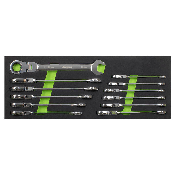 Sealey S0635 Siegen Flexi-Head Combination Ratchet Spanner Set 12pc