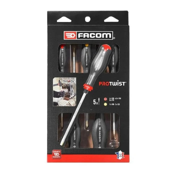 Facom ATWCK.J5PB Slotted Phillips Shock Protwist Screwdriver 5PC Set