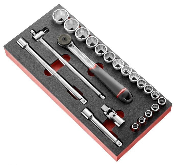 Facom MODM.S.161-212U 1/2″ Dr Imperial Bi-Hexagon (12-Point) Socket Set In Foam