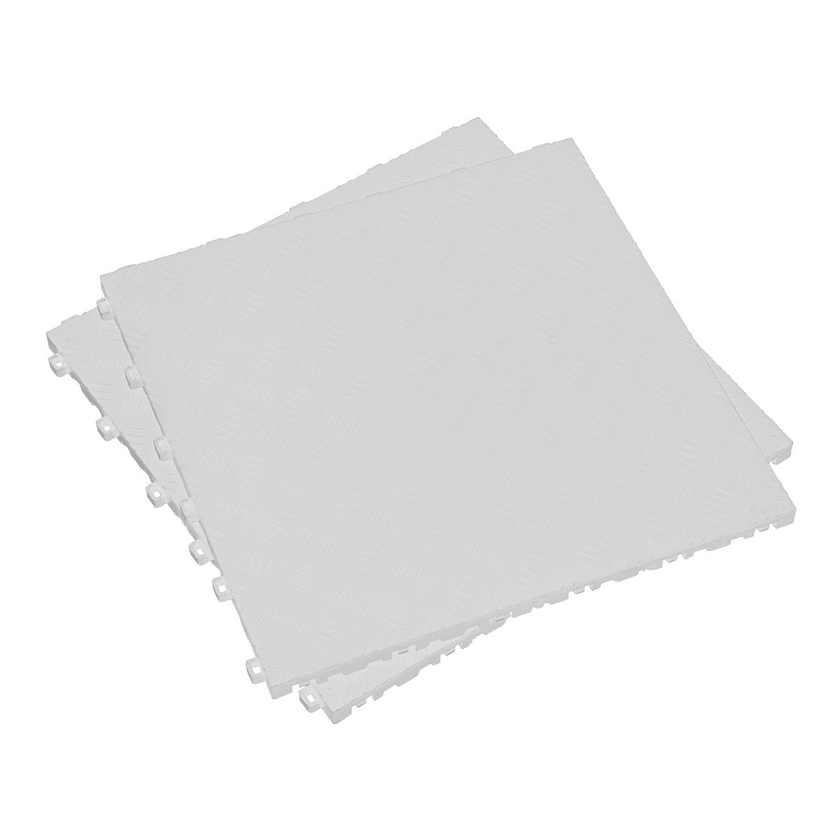 Sealey FT3W Polypropylene Floor Tile-White Treadplate 400x400mm Pk of 9