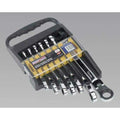 Sealey AK63827 - Flexible Head Ratchet Combination Spanner Set 7pc Metric