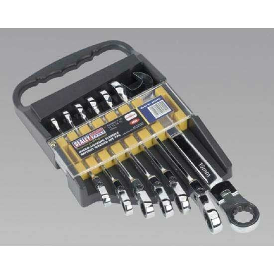 Sealey AK63827 - Flexible Head Ratchet Combination Spanner Set 7pc Metric